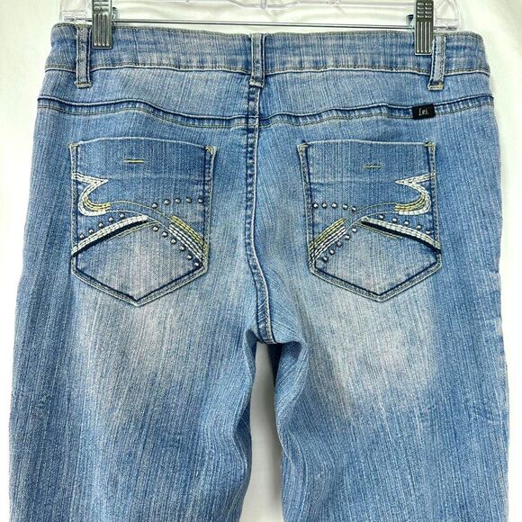 L.E.I. Blue Denim Ashley Low Rise Bootcut Flare Jeans Womens 11 2000s Y2K Retro - Picture 5 of 7